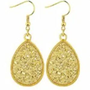 NEW GORGEOUS DRUZY STONE WATER DROP EARRINGS
